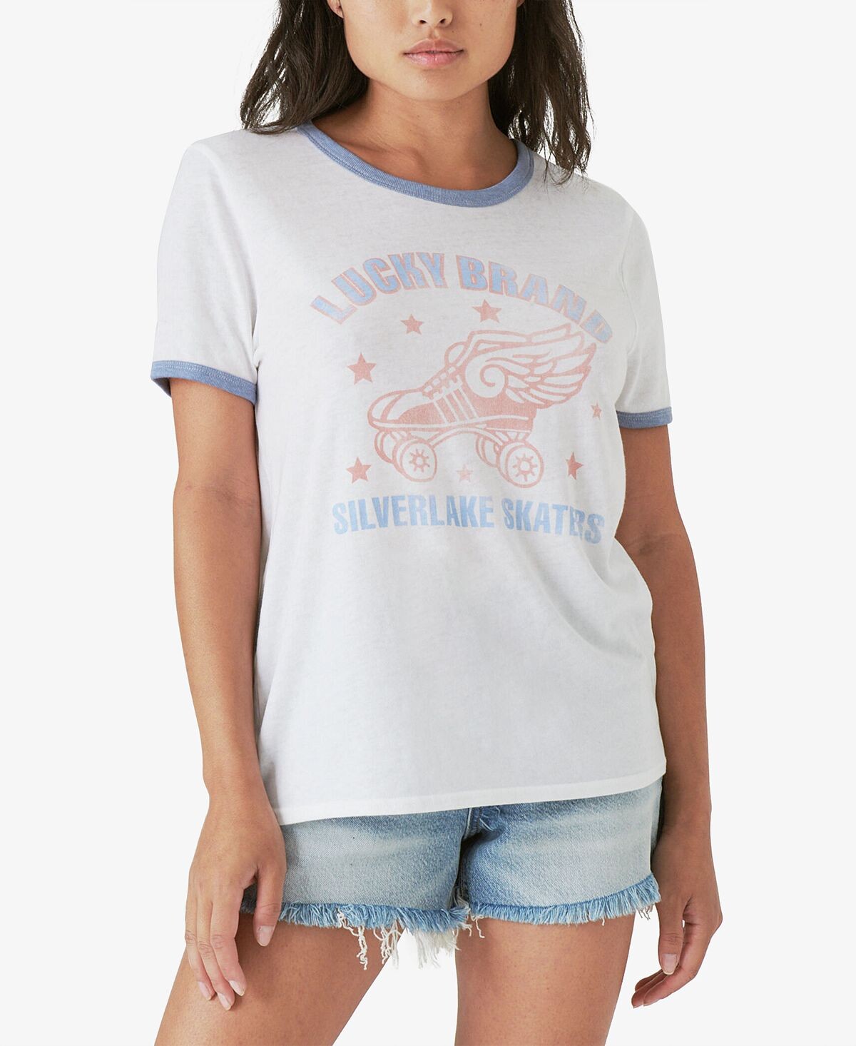 

Женская футболка silverlake skaters ringer Lucky Brand, белый