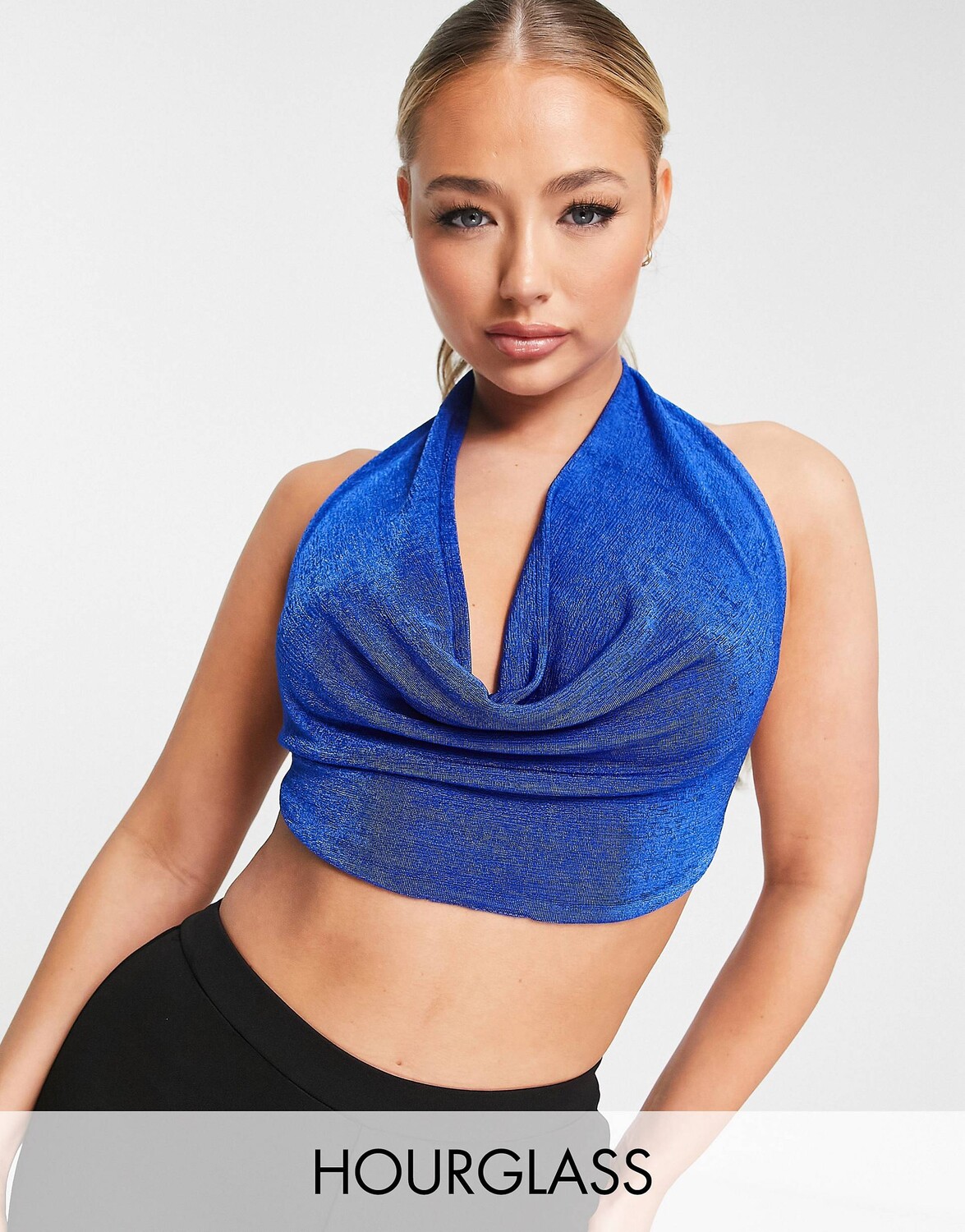 

Кобальтовый укороченный топ с хомутом и цепочкой сзади ASOS DESIGN