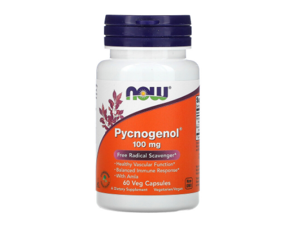 Пикногенол NOW Foods 100 мг, 60 растительных капсул now foods астаксантин 4 мг 60 растительных капсул