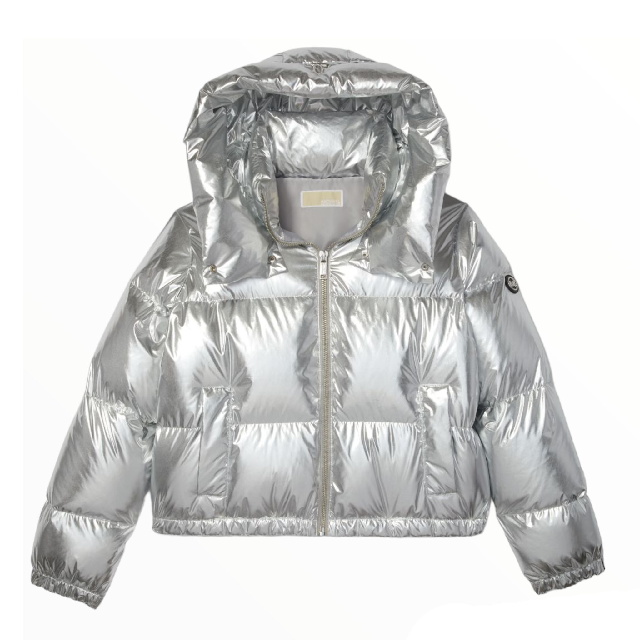 куртка из нейлона с логотипом guilty xl Пуховик Michael Michael Kors Cire Nylon Puffer, серебряный