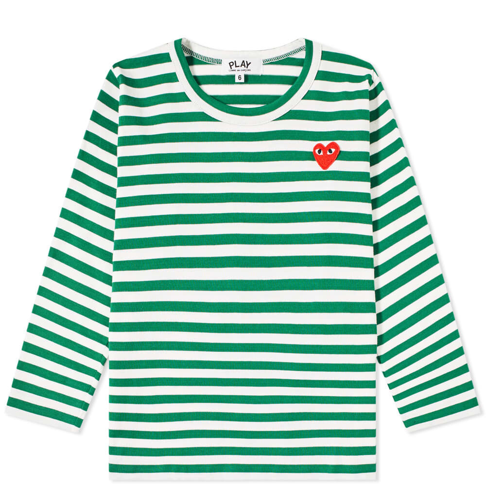 

Футболка Comme des Garcons Play Kids Long Sleeve Stripe Tee, Зеленый, Футболка Comme des Garcons Play Kids Long Sleeve Stripe Tee