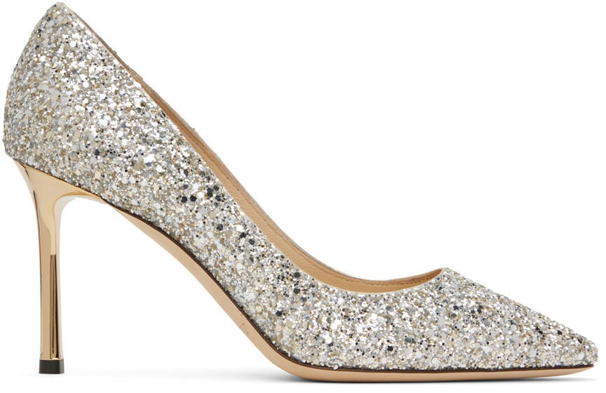 

Серебряные туфли на каблуке Romy 85 Jimmy Choo