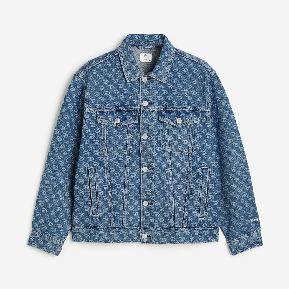 

Джинсовая куртка H&M x Disney100 Loose Fit Printed, синий