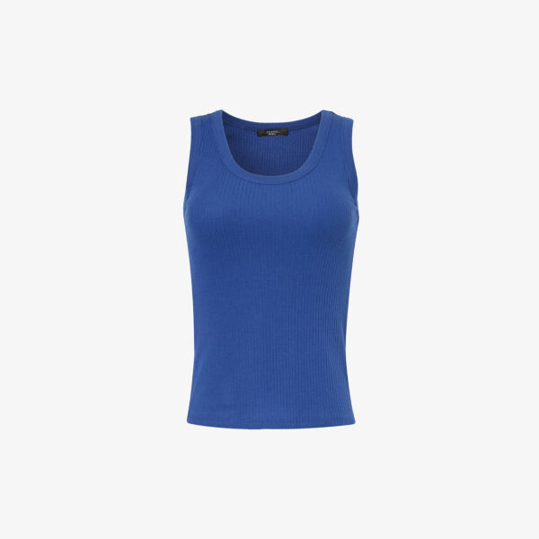 

Топ из хлопкового джерси в рубчик с овальным вырезом Weekend Max Mara, синий