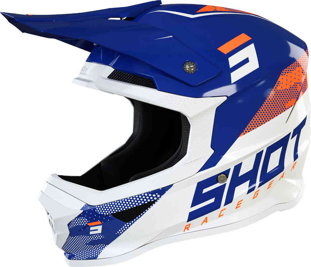 Камуфляжный шлем Furious для мотокросса Shot, синий/оранжевый