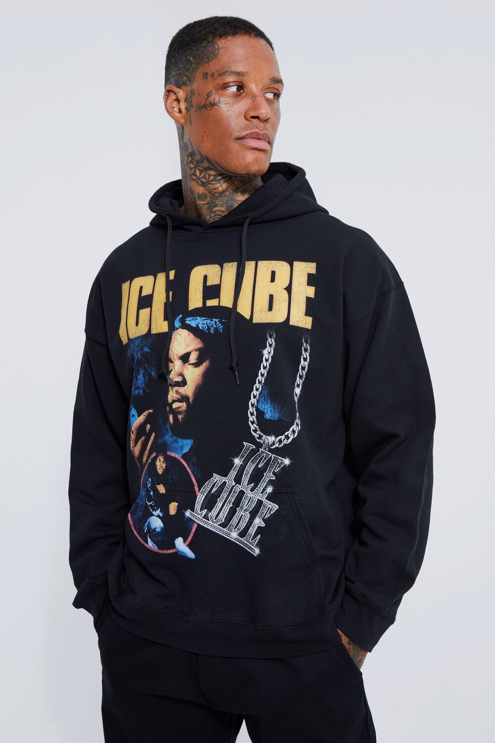 

Худи оверсайз ice cube license Boohoo, черный