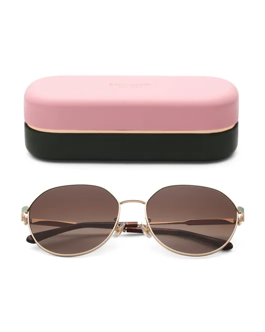 

Круглые металлические солнцезащитные очки 60 мм Kate Spade, цвет Multi