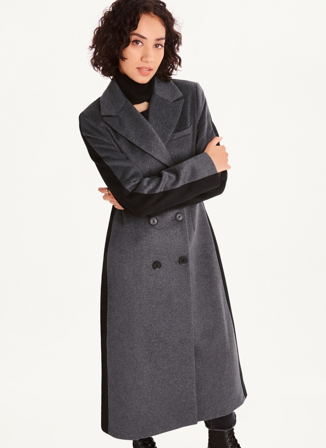 

Пальто двухцветное длинное DKNY, Серый