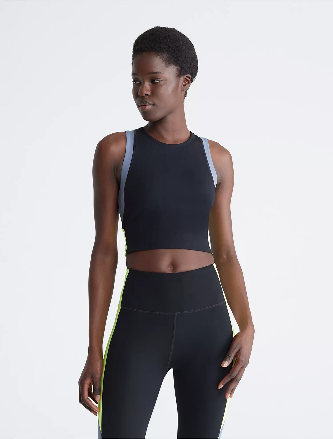 

Топ Calvin Klein Performance Embrace Colorblock Cropped, черный/зеленый/серый