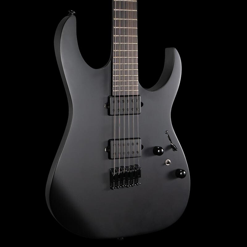 

Ibanez RGRTB621 Iron Label Black Satin с перевернутой головкой грифа, накладкой на гриф из черного дерева, звукоснимателями DiMarzio