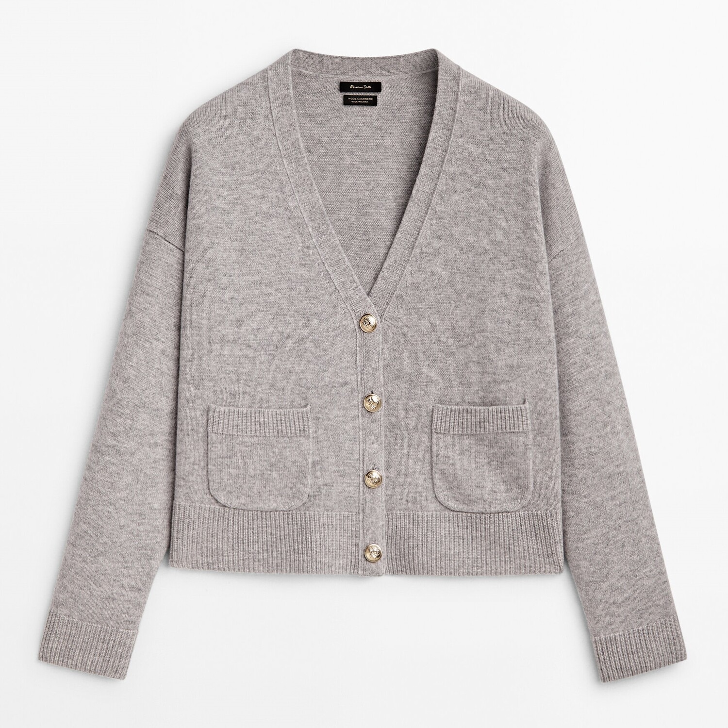 

Кардиган Massimo Dutti Wool And Cashmere Blend Knit, коричнево-серый