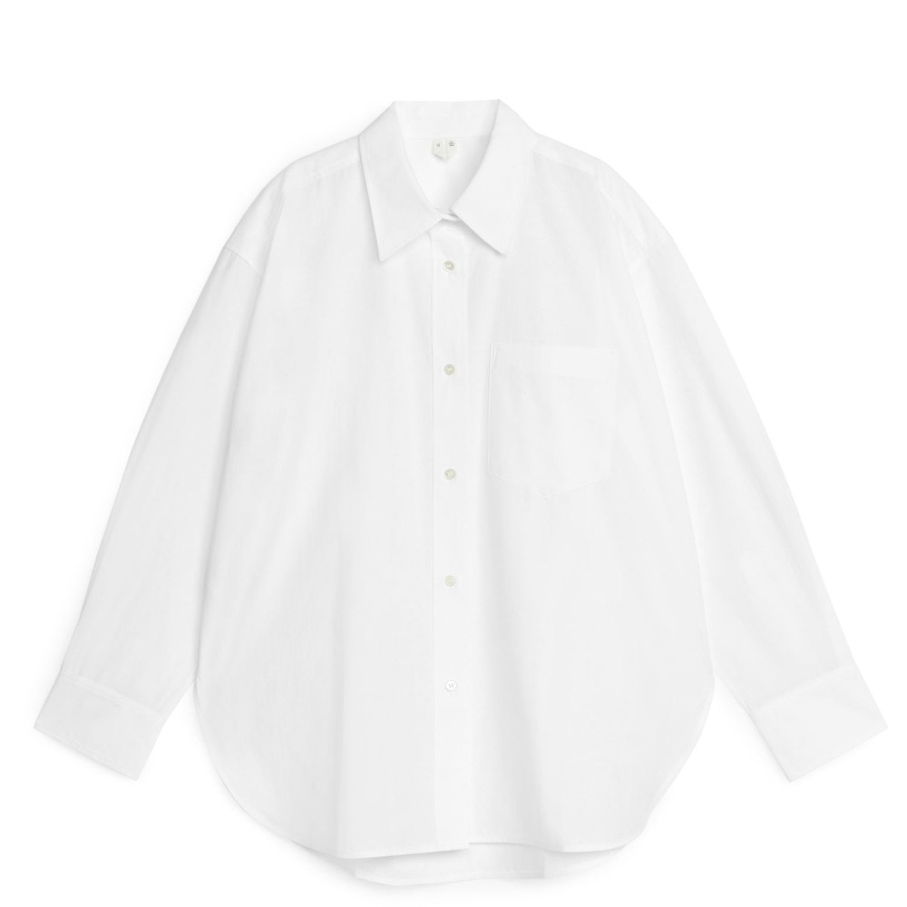 Рубашка Arket Oversized Cotton, белый женский свободный костюм рубашка с принтом модная плиссированная рубашка с отложным воротником и длинными рукавами и широкие брюки компл