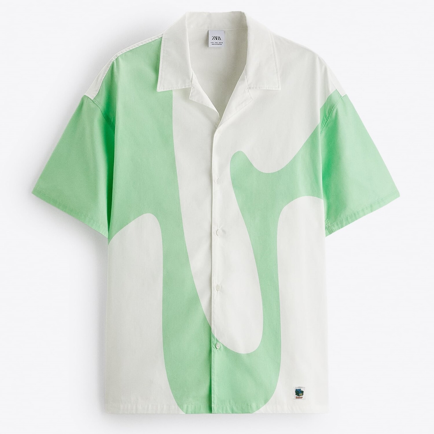 

Рубашка Zara Abstract Print, белый/зеленый