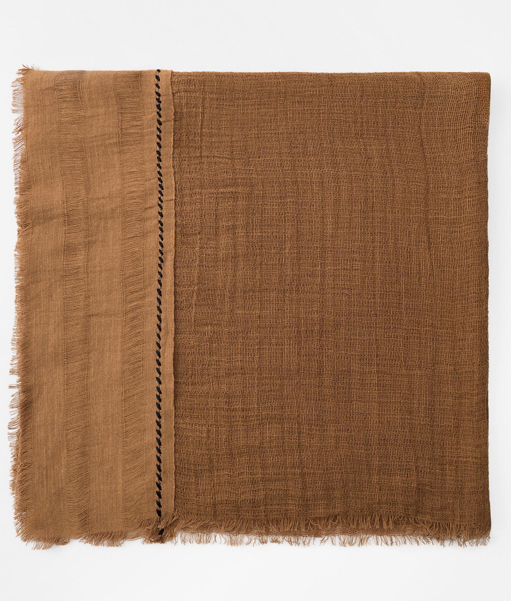 Шарф Zara Linen Blend With Topstitching, коричневый рубашка zara linen blend with bows белый