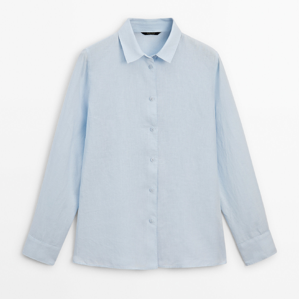 цена Рубашка Massimo Dutti 100% Linen, голубой