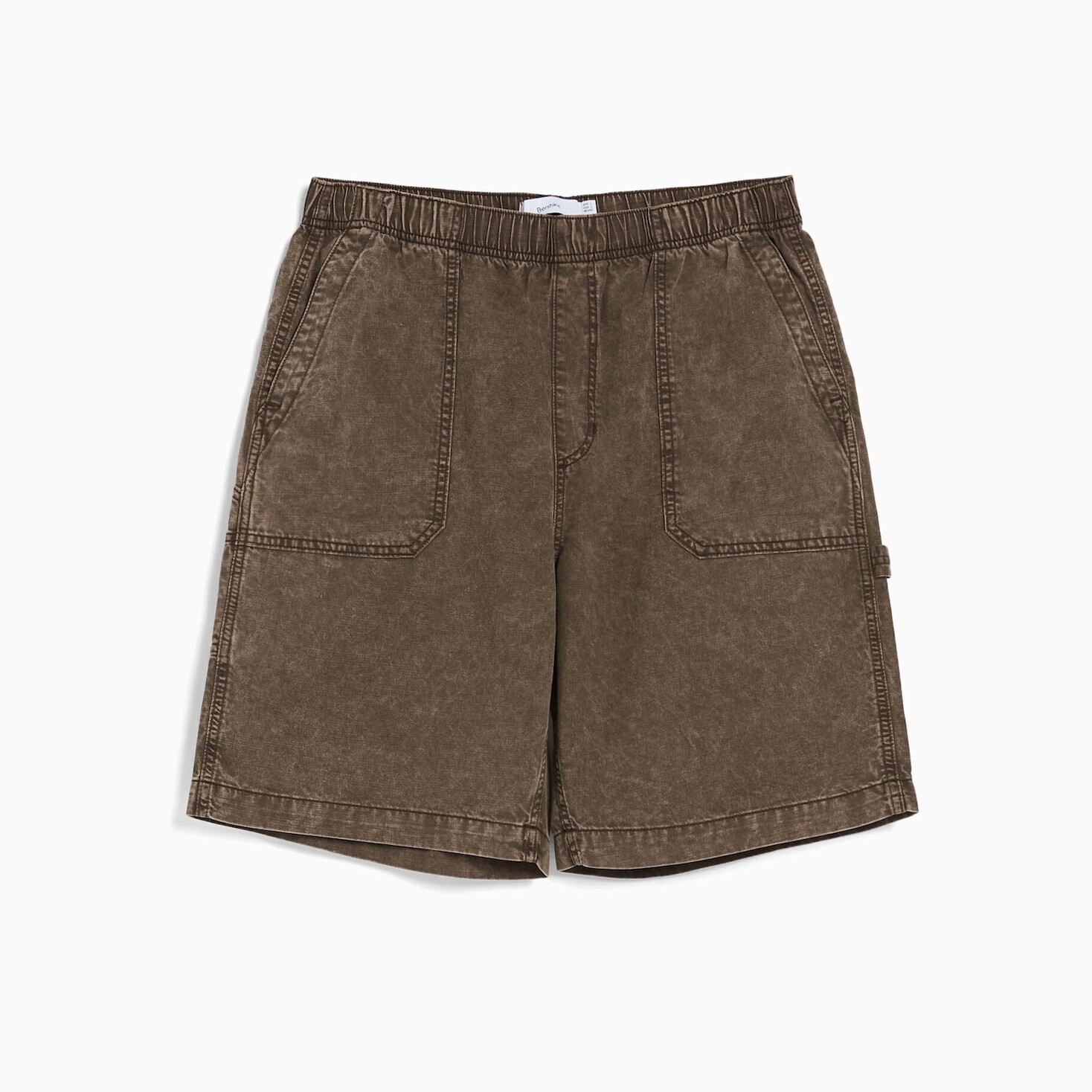 

Шорты Bershka Cotton And Linen Blend Jogger Bermuda, коричневый
