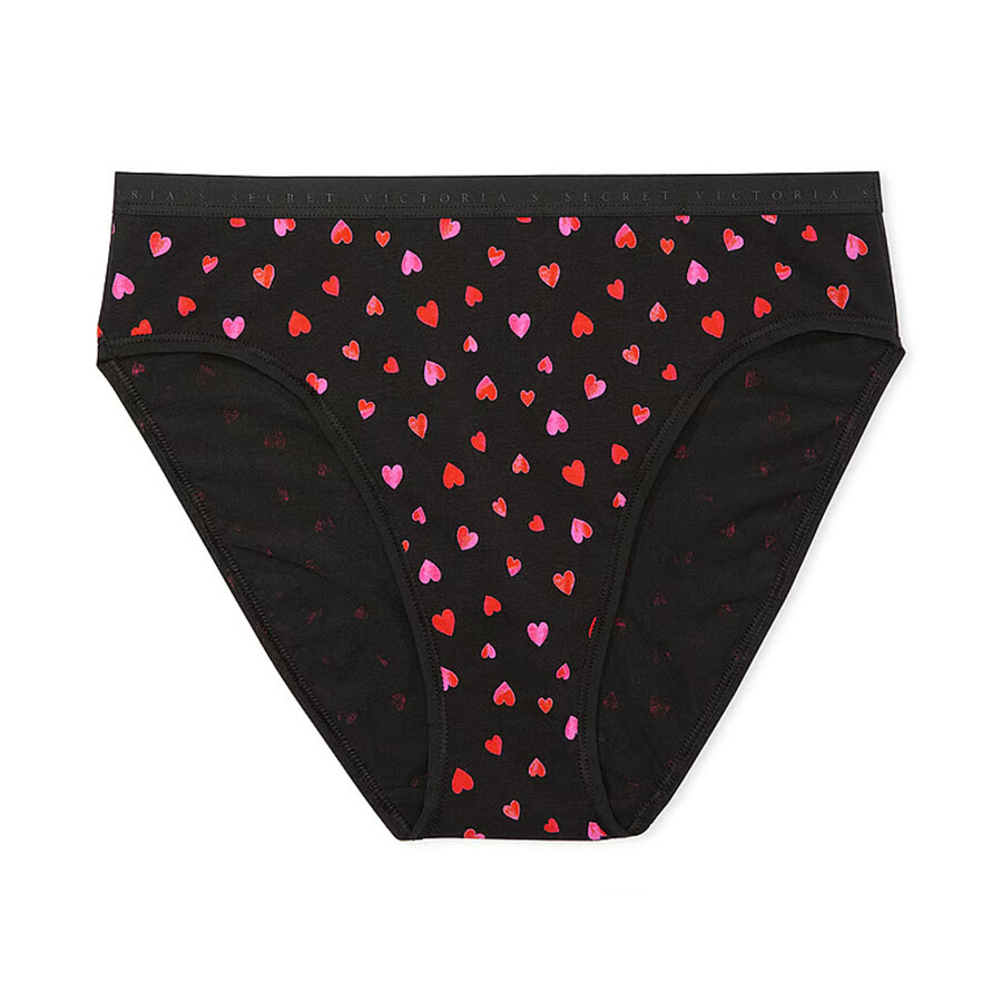 

Трусы Victoria's Secret Stretch Cotton High-Leg Brief Classic, черный/сердца