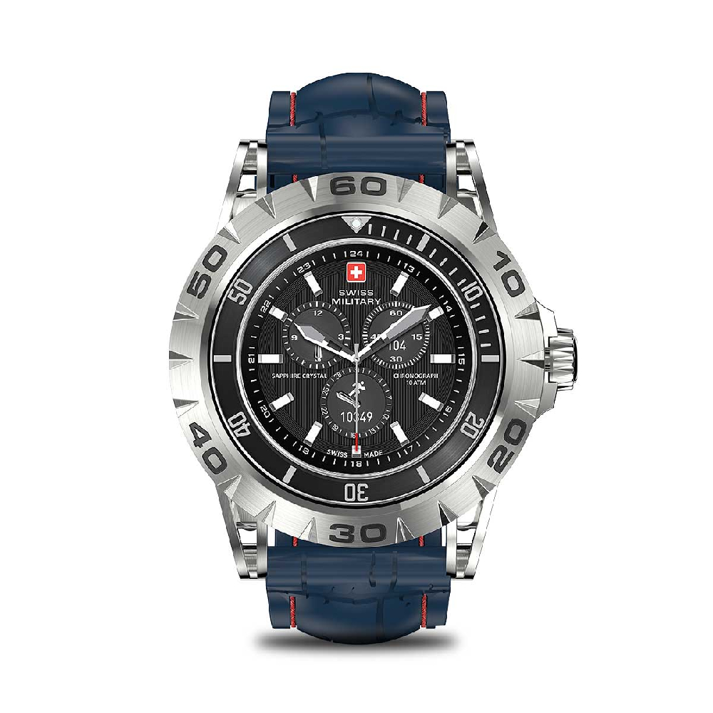 Умные часы Swiss Military Dom 2, (SM-WCH-DOM2-S-BLU), 1.39, Bluetooth, серебристый/синий часы swiss military sm30200 11