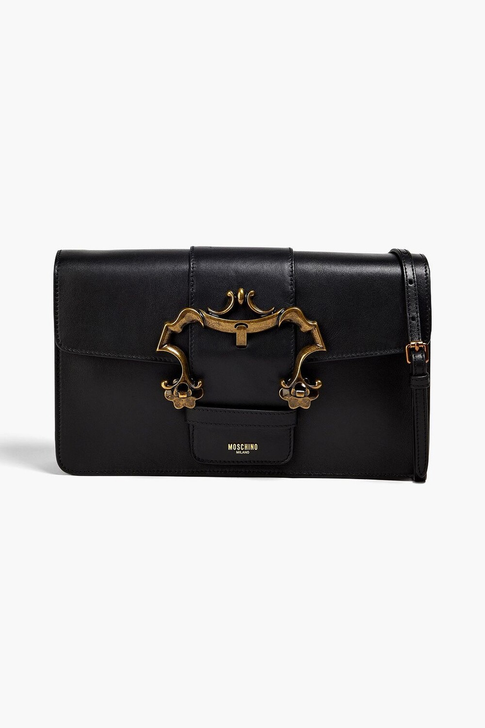 

Кожаная сумка через плечо с пряжкой MOSCHINO, черный
