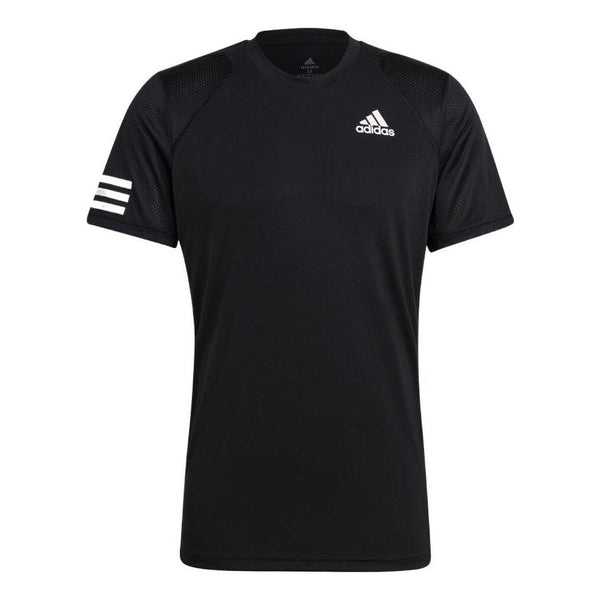 Футболка Adidas Stripe Round Neck Pullover Logo Printing Solid Color Short Sleeve Black, Черный women solid o neck short sleeve top