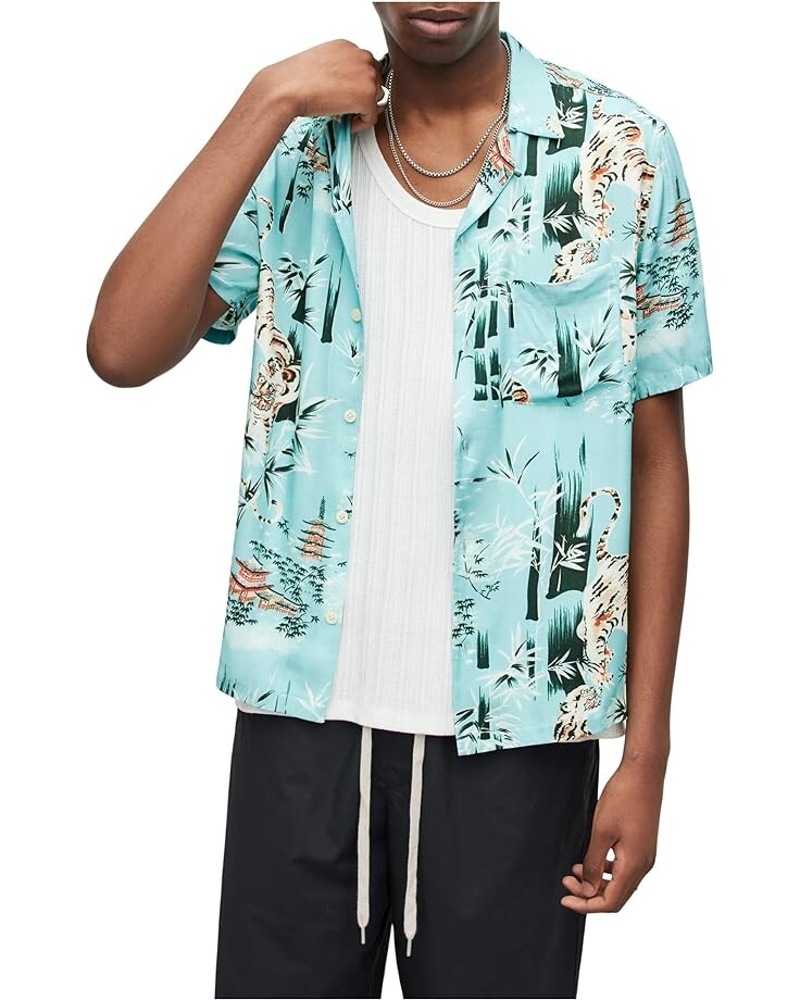 

Рубашка AllSaints Tagise Short Sleeve Shirt, синий