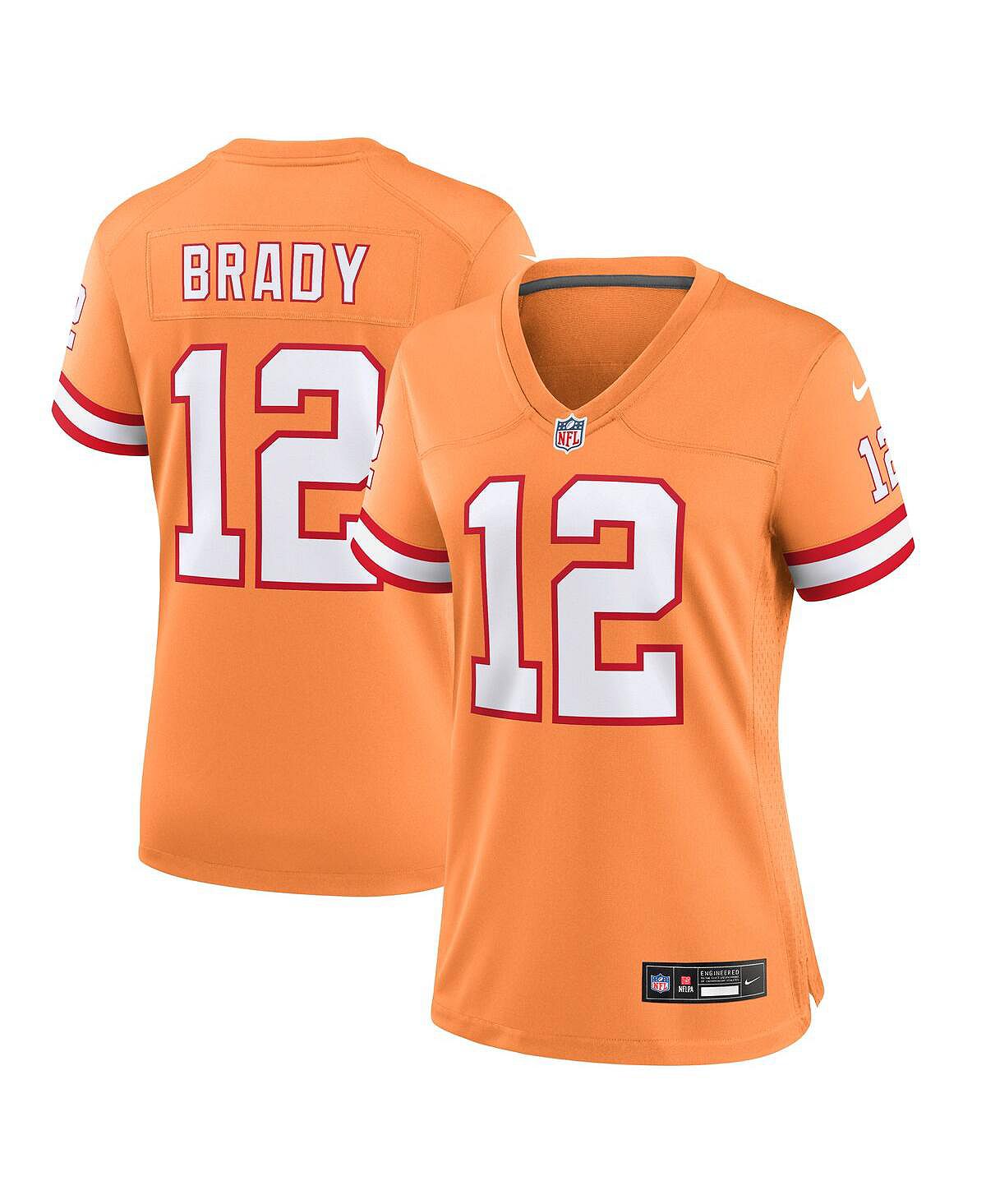 Женская футболка Tom Brady Orange Tampa Bay Buccaneers Throwback Game Nike