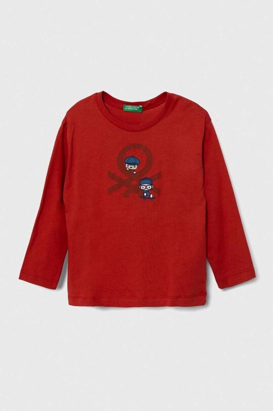 

Хлопковая рубашка с длинными рукавами для мальчиков и девочек United Colors of Benetton, красный