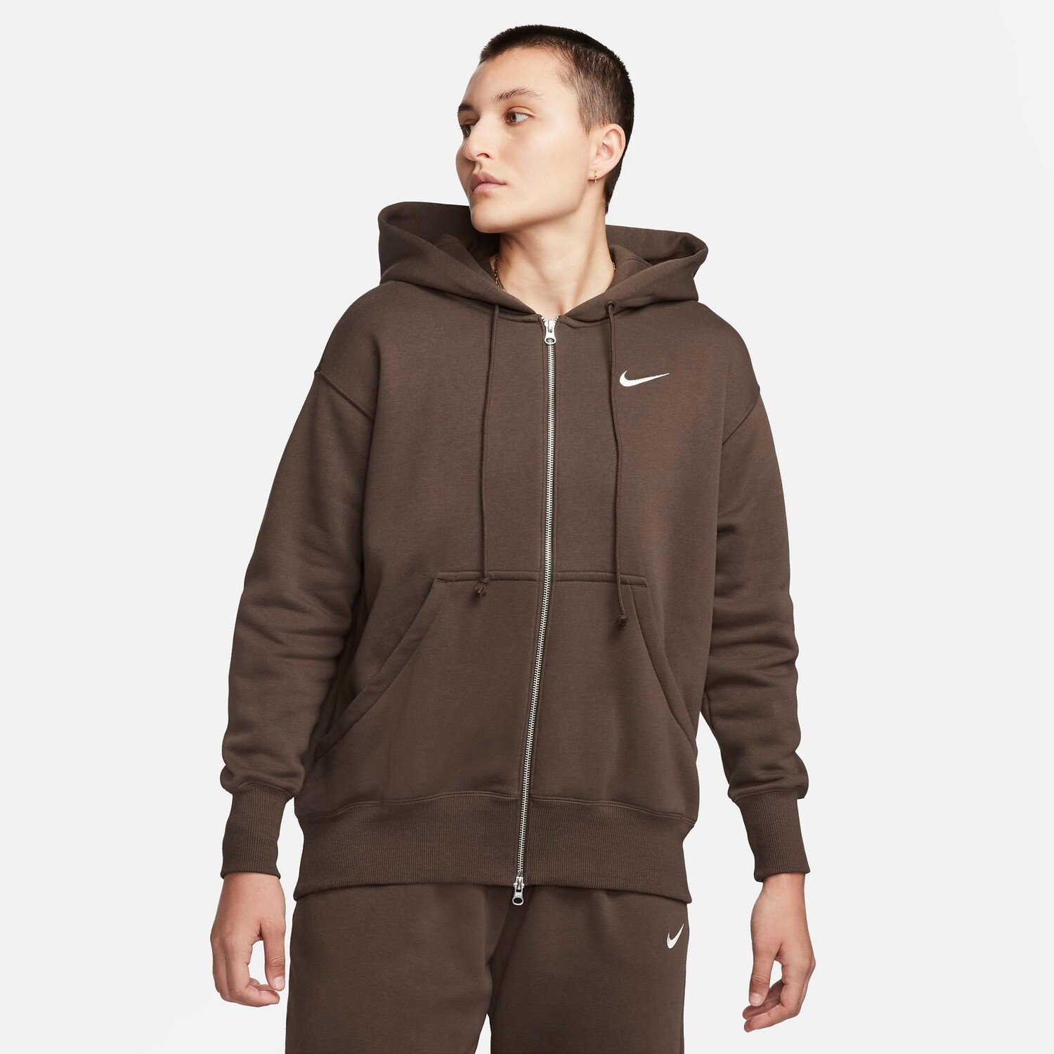 

Женская объемная толстовка с молнией во всю длину Nike Sportswear Phoenix из флиса, коричневый