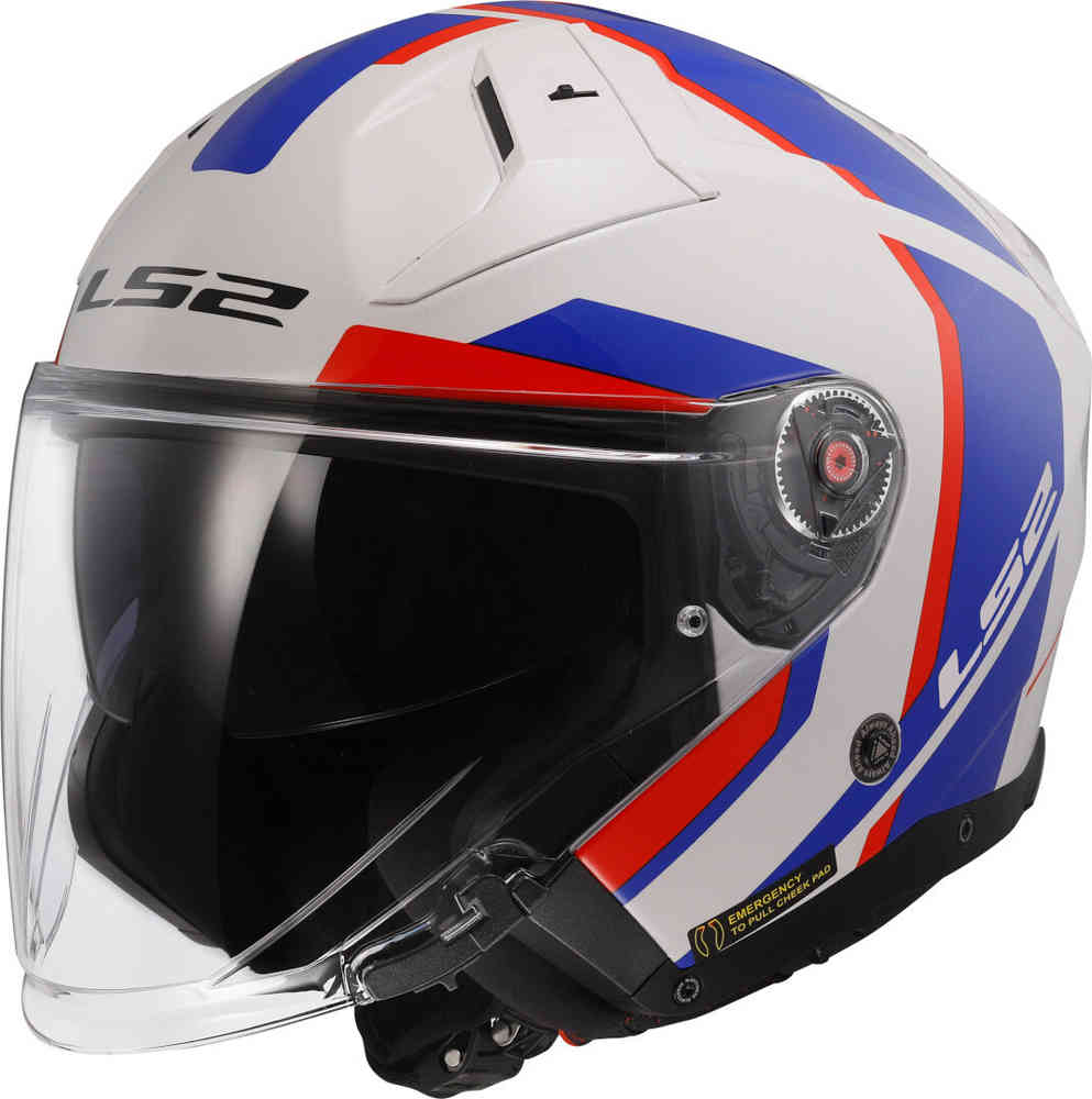 цена OF603 Шлем Infinity II Focus Jet LS2, белый/синий/красный