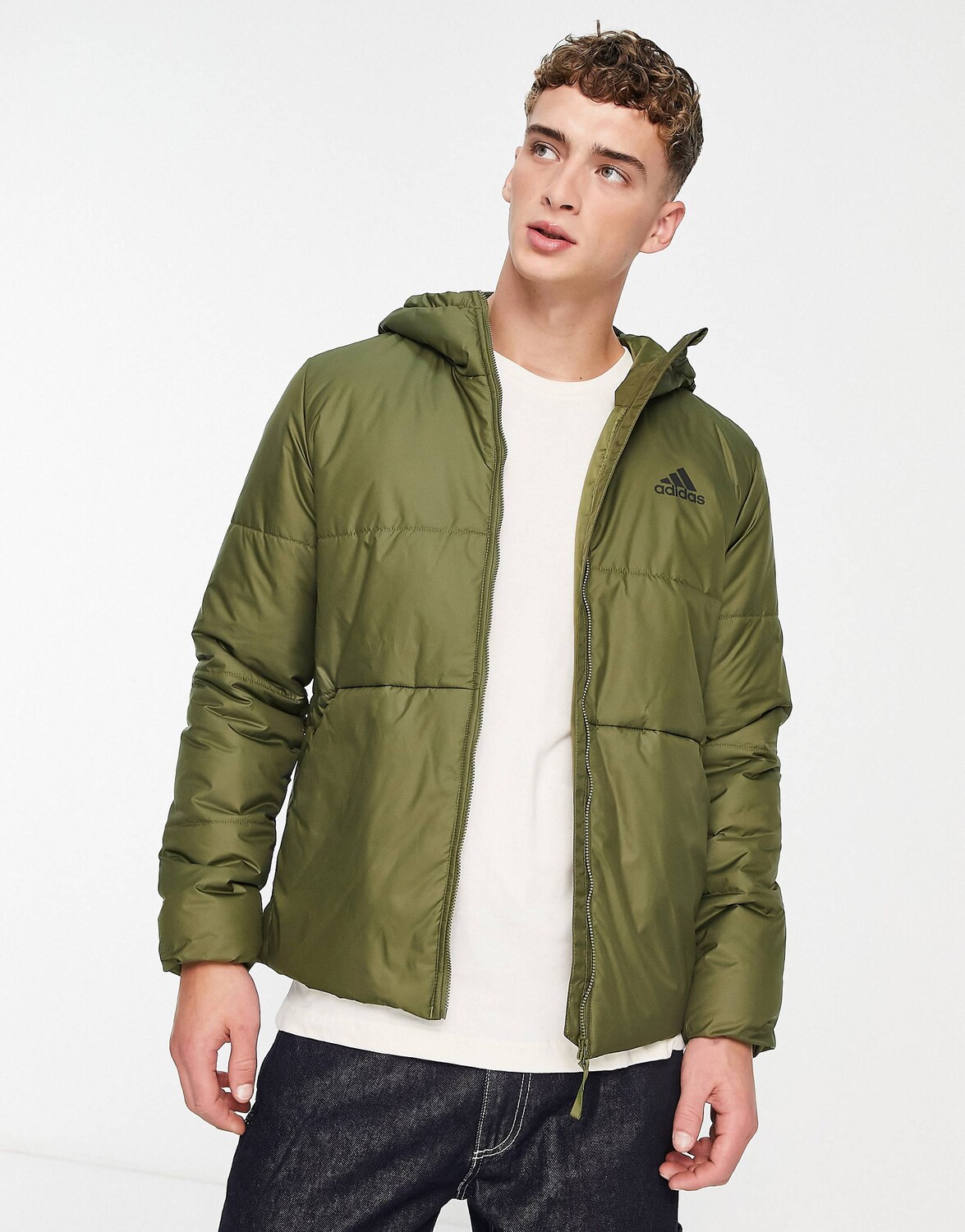 

Пуховик цвета хаки с капюшоном adidas Outdoor BSC