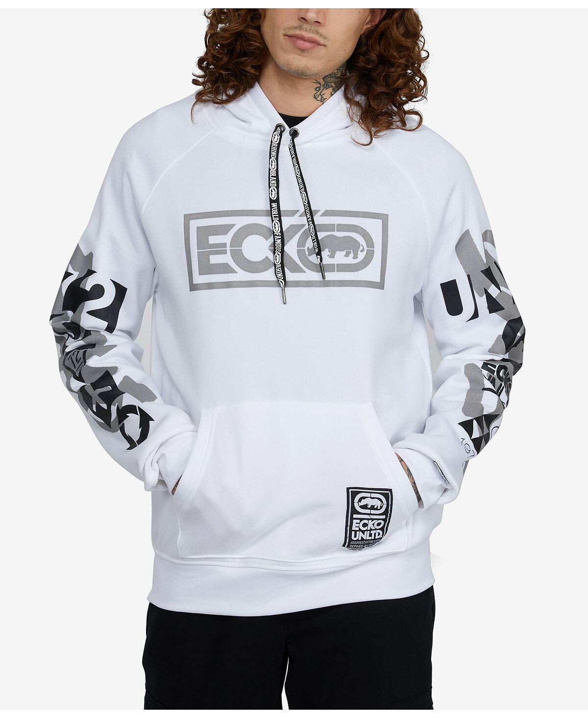 

Мужская толстовка с капюшоном frontlines Ecko Unltd, белый