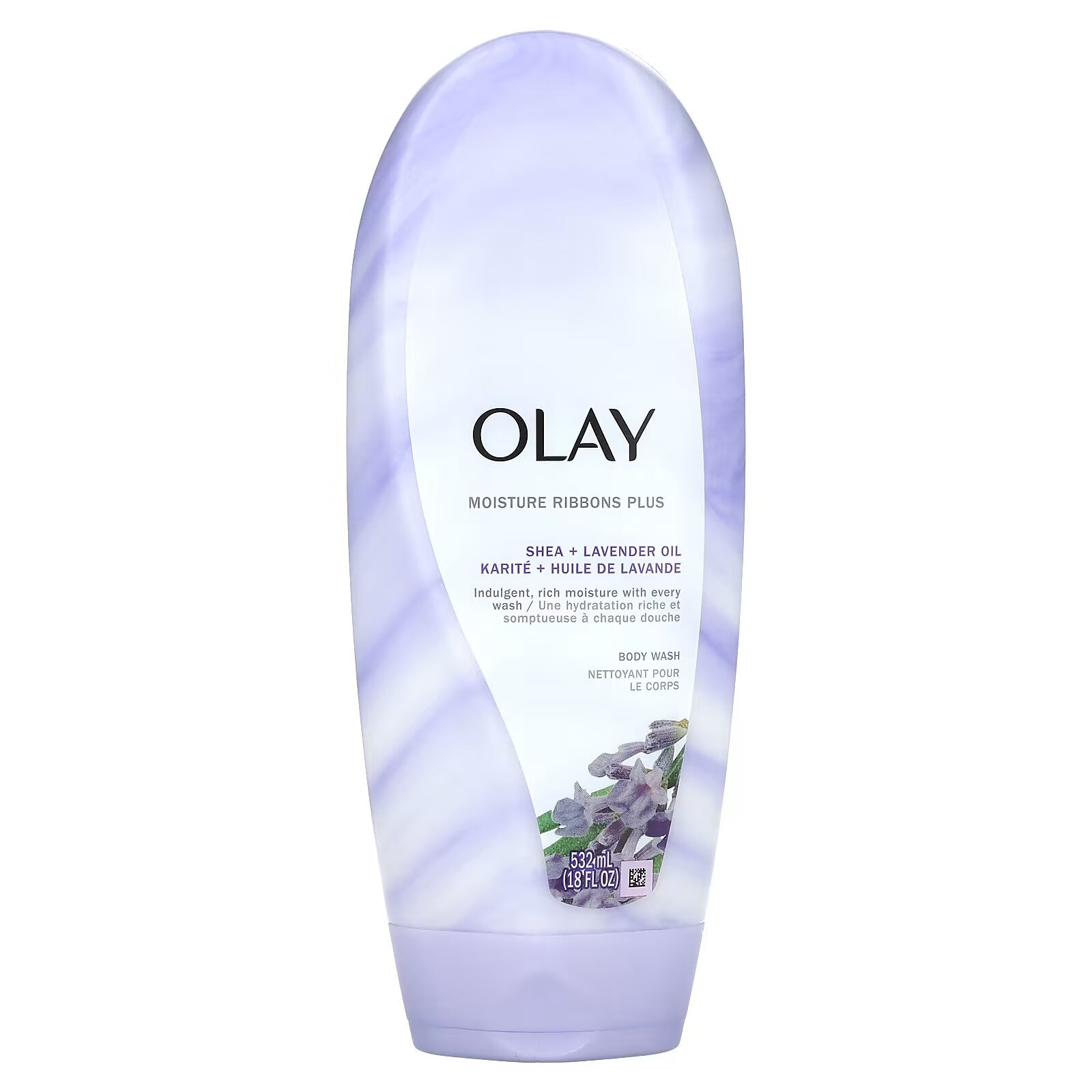 Olay, Moisture Ribbons Plus, гель для душа, масла ши + лаванды, 532 мл (18 жидк. унций) - фото