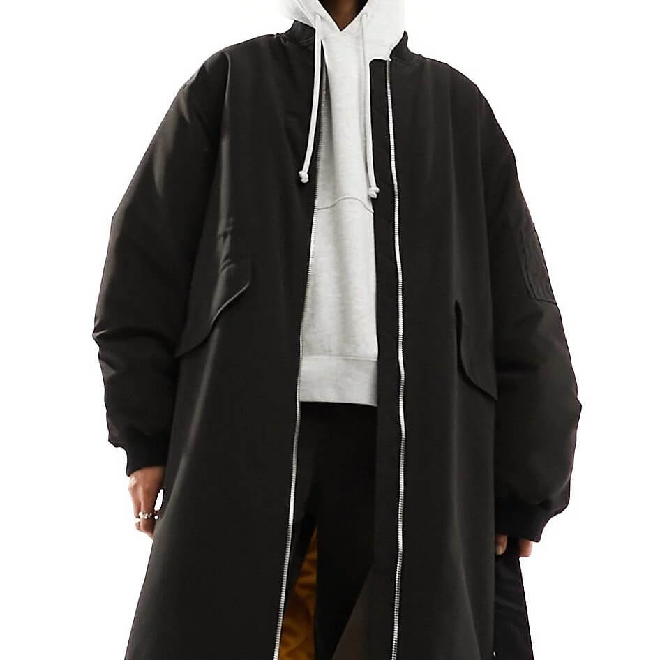 цена Куртка-бомбер Asos Design Oversized Longline, черный