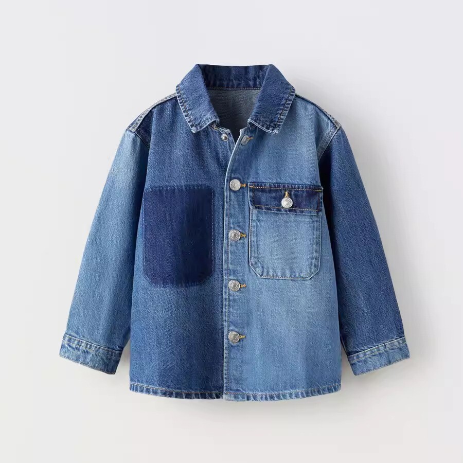 

Рубашка ZARA Patchwork Denim, синий
