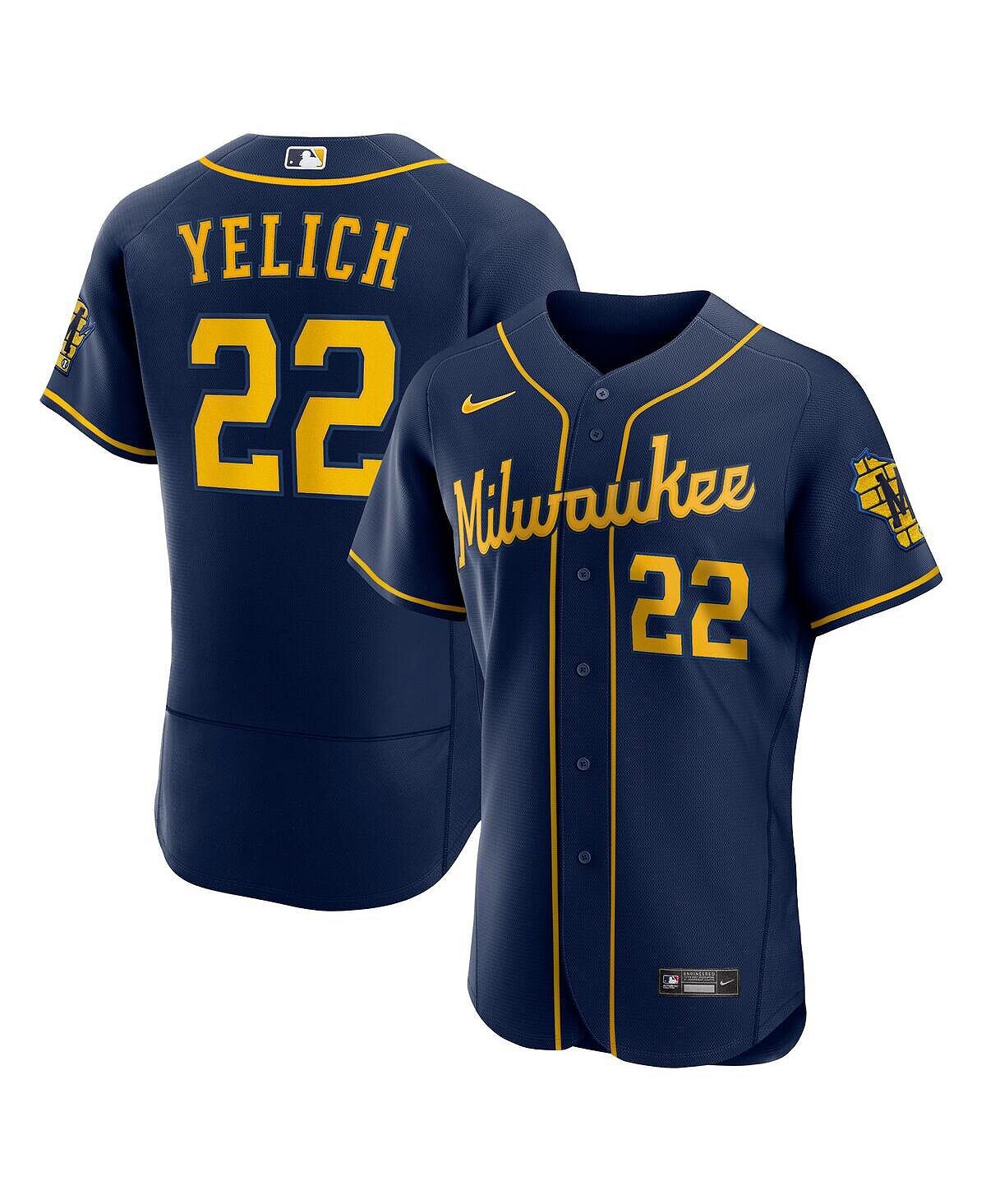 

Мужская футболка christian yelich navy milwaukee brewers 50th season alternate authentic player jersey Nike, синий