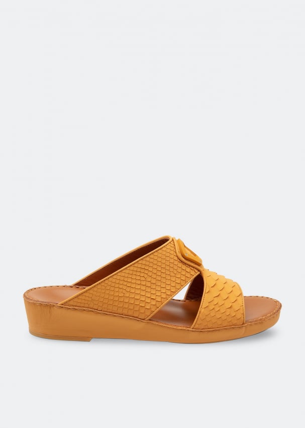 Сандалии PRIVATE COLLECTION Python leather sandals, желтый цена и фото