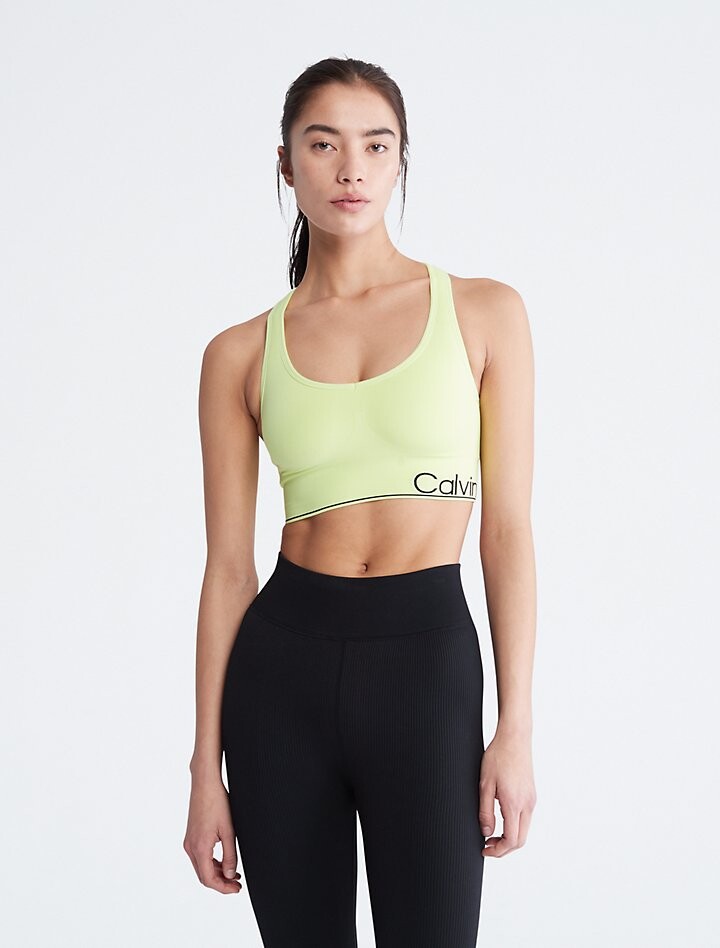 

Бесшовное спортивное бра со средней степенью ударопрочности Performance Calvin Klein, лайм