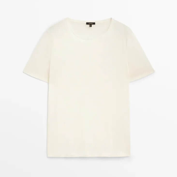 

Футболка Massimo Dutti 100% Linen Short Sleeve, светло-бежевый