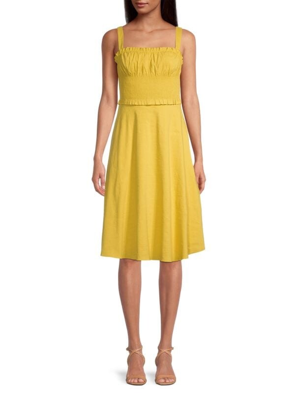 

Присборенное платье до колен Ungaro Yellow