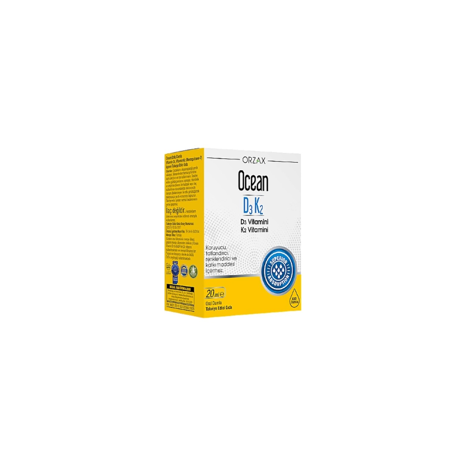 Витаминные капли Orzax Ocean D3 / K2, 20 мл витамин k2 ocean 30 капсул