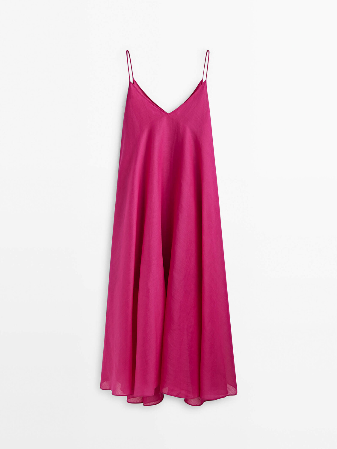 

Платье Massimo Dutti Strappy 100% Ramie With Flounce, темно-розовый