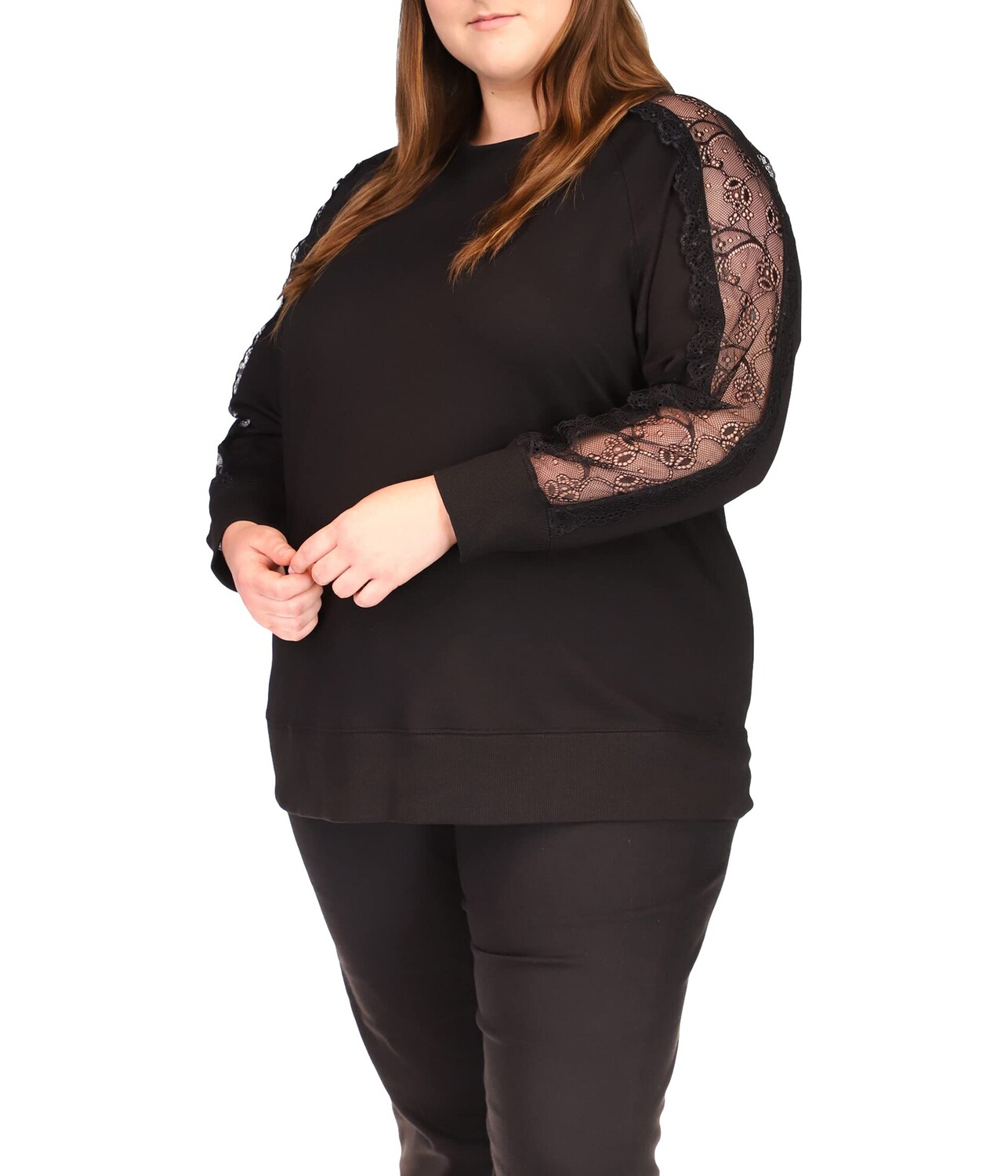 

Худи MICHAEL Michael Kors, Plus Size Lace Classic Sweatshirt, Черный