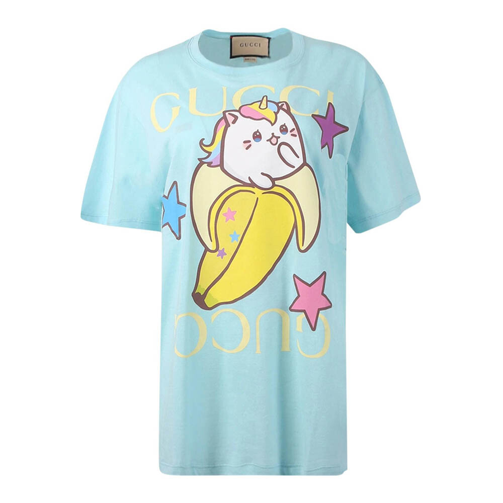

Футболка Gucci Bananya Print, голубой