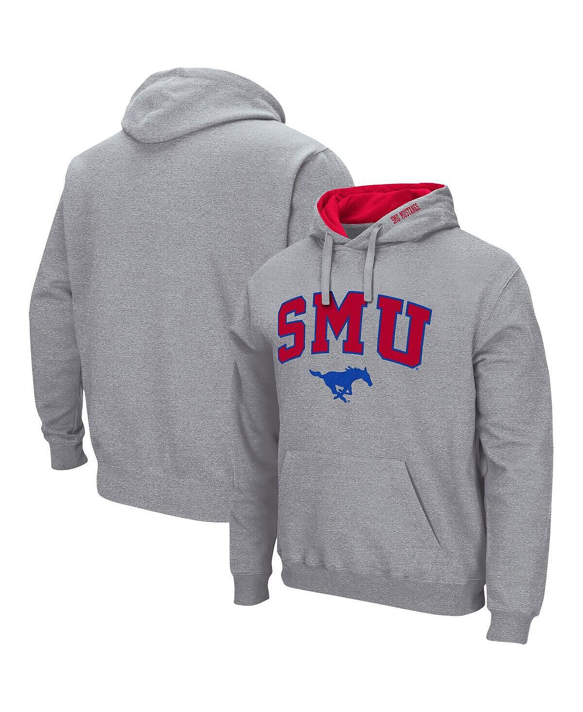 

Мужской пуловер с капюшоном с логотипом и аркой smu mustangs серого меланжевого цвета Colosseum, мульти, Серый