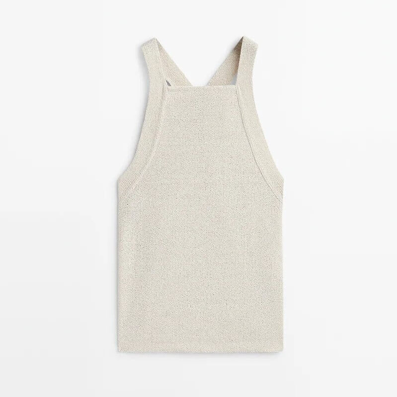 

Майка Massimo Dutti Textured Cotton Blend, светло-бежевый