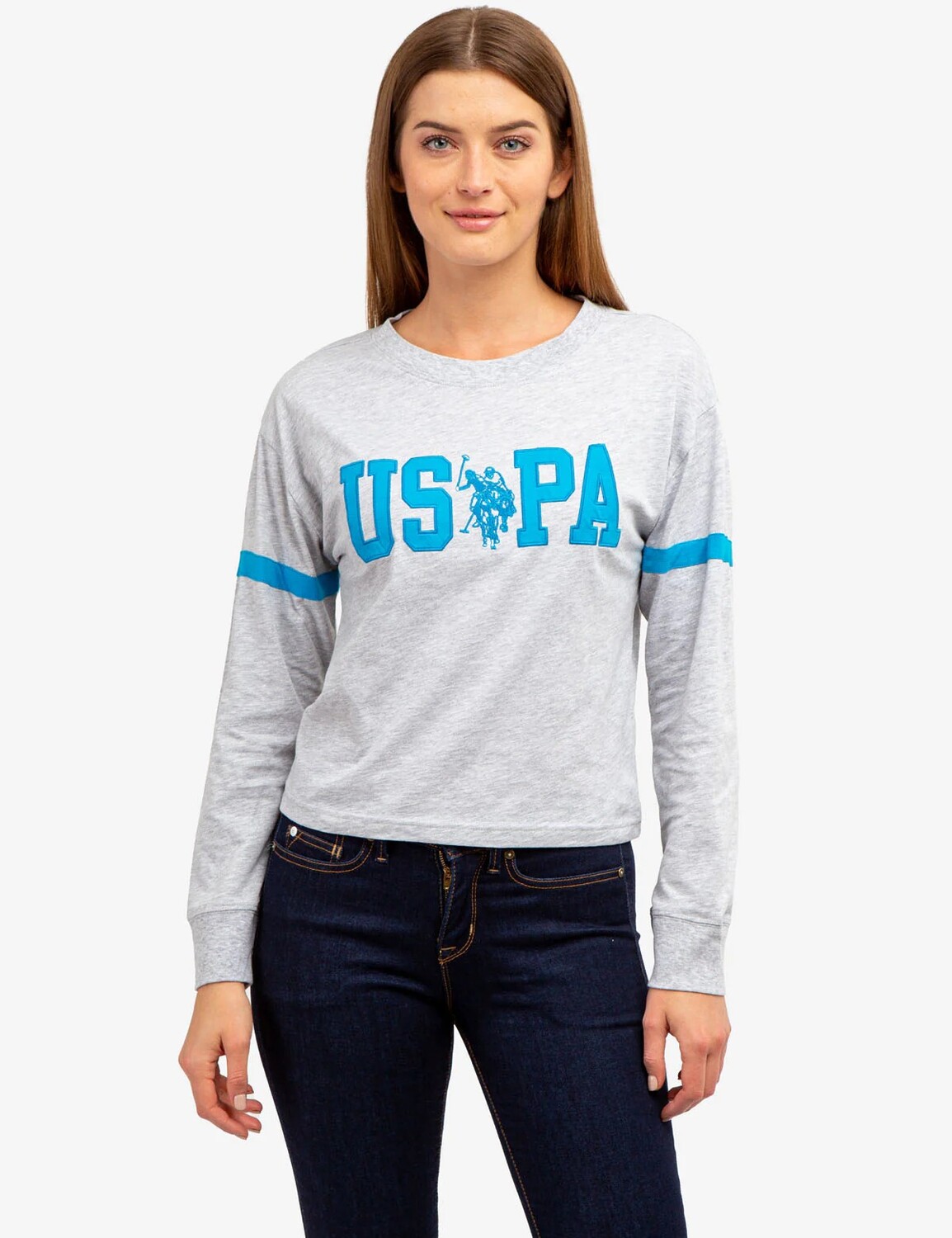 

Лонгслив U.S. Polo Assn. Uspa Applique Cropped, серый