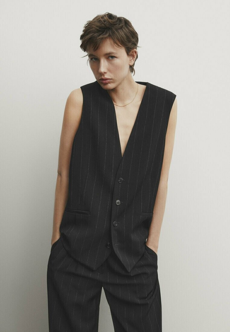 

Жилет PINSTRIPE Massimo Dutti, цвет black