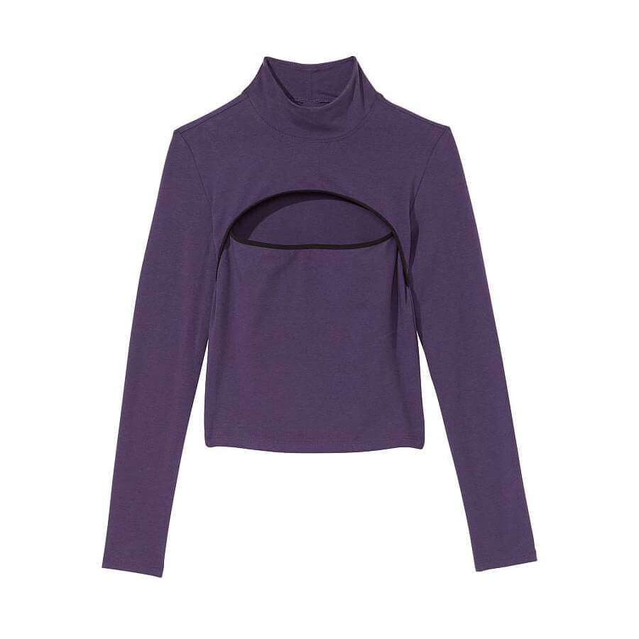 

Топ Victoria's Secret Cotton Cutout Long Sleeve, темно-фиолетовый