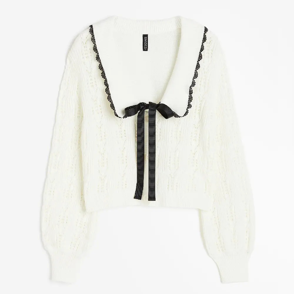 

Кардиган H&M Pointelle-knit With Peter Pan Collar, кремовый