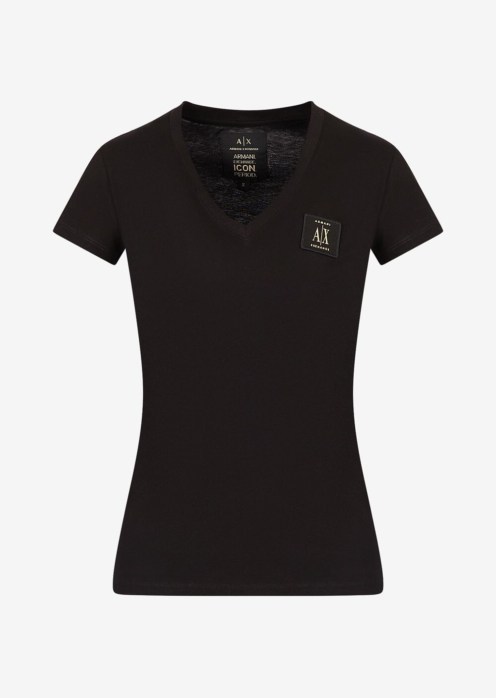 

Футболка стандартного кроя с v-образным вырезом и логотипом Icon Armani Exchange, черный